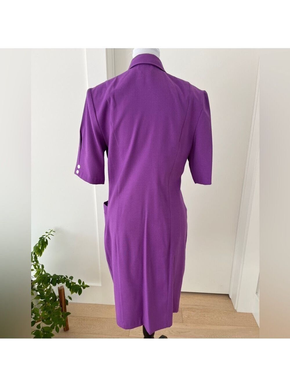 V.I.PETITES Vintage Double Breasted Purple Midi Dress Retro 80's 90's Canada - Picture 6 of 16